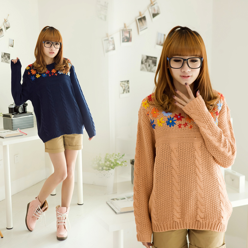 2013 spring preppy style slim loose sweater female thick sweater outerwear 1150