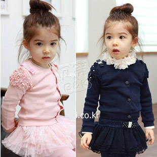 2013 spring princess laciness paragraph girls clothing baby child cardigan wt-0563