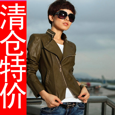 2013 spring PU outerwear leather clothing female short design slim women's leather jacket fashion motorcycle clothing top