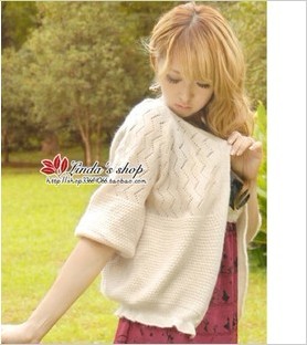 2013 spring ruffle crochet 7 rabbit fur cardigan sweater female outerwear