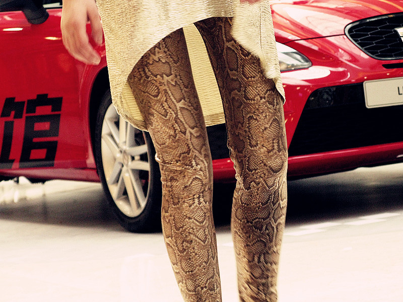 2013 spring serpentine pattern faux leather legging champagne gold tight fitting female long trousers