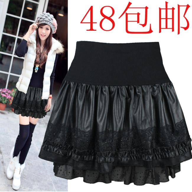 2013 spring short skirt leather skirt spring skirt bust skirt short skirt slim hip skirt puff skirt