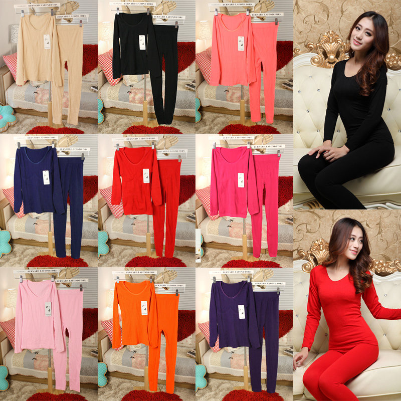 2013 spring single tier women's thermal long johns cotton sweater basic shirt q395 sleepwear underwear set