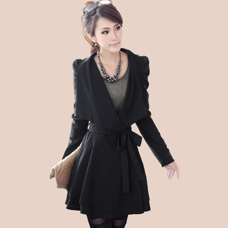 2013 spring slim belt women's trench outerwear Women long design fashion spring overcoat Free Shipping