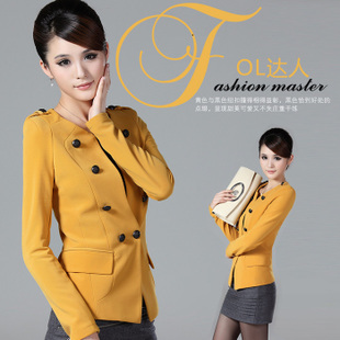 2013 spring slim double breasted blazer exquisite women's epaulette cardigan short jacket