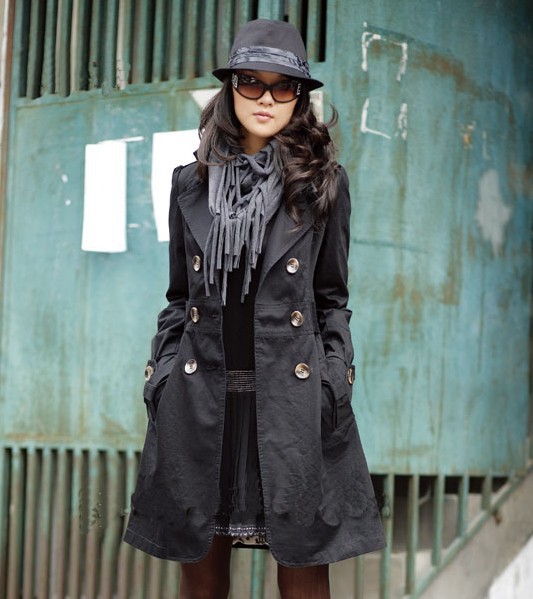 2013 Spring Slim Fashion Double Breasted Trench Casual Long Design Outerwear Cotton Women Coat