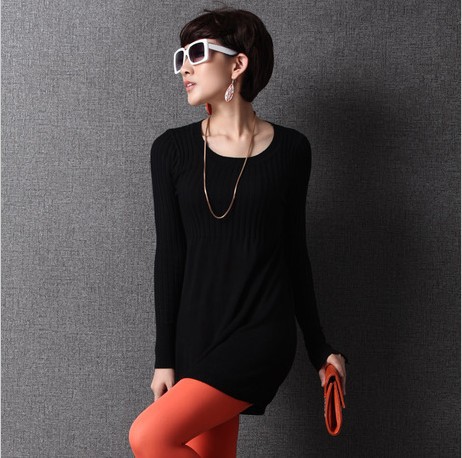 2013 Spring Slim Hip Basic Shirt Long-sleeve Low Collar Knit Dress Sweater