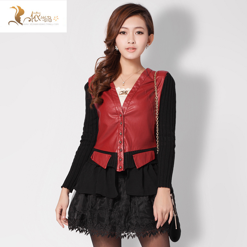 2013 spring slim leather clothing women's design short outerwear 306