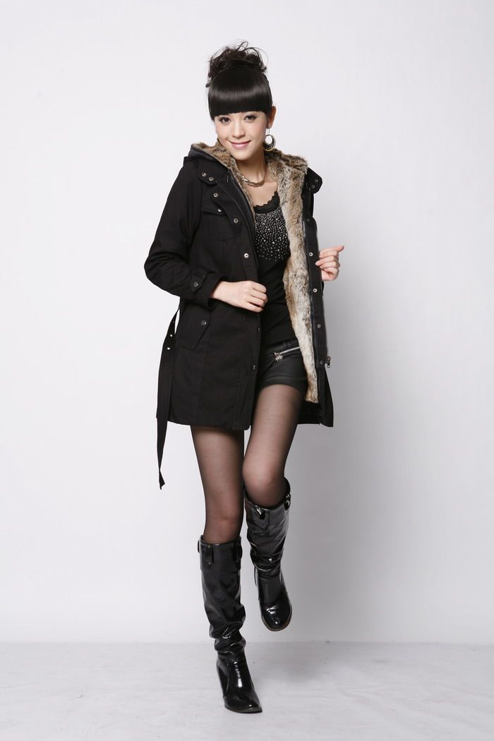 2013 spring slim medium-long hooded two ways liner female thickening wadded jacket outerwear Free Shipping