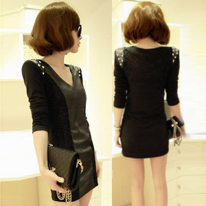 2013 spring slim sexy slim hip leather skirt basic lace skirt