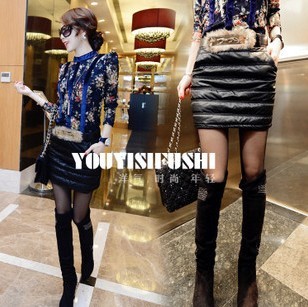 2013 spring slim woolen plus cotton leather patchwork bust skirt short skirt with belt 1086