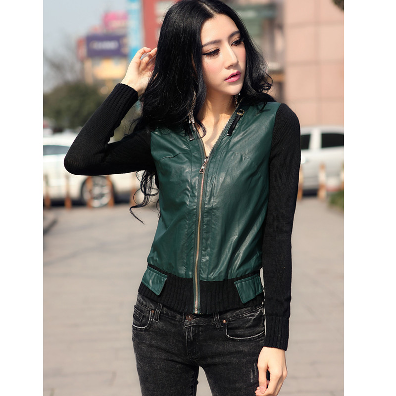 2013 spring small leather clothing female short jacket slim design PU o-neck women's  motorcycle plus size single Outerwear