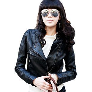 2013 spring stand collar short motorcycle design slim PU women's leather clothing women jacket short jacket