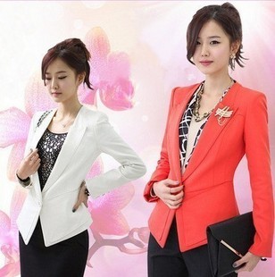 2013 spring summer new fashion outerwear casual elegant one button blazer/women long sleeve career formal jacket S--XL