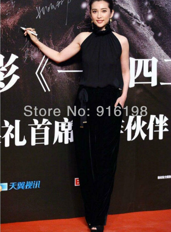 2013 spring summer new retail Star love Style women sleeveless Velvet jumpsuits lady fashion black sexy rompers club party wear