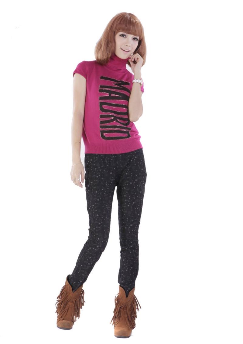 2013 spring sweater letter brief fresh slim turtleneck sleeveless sweater outerwear