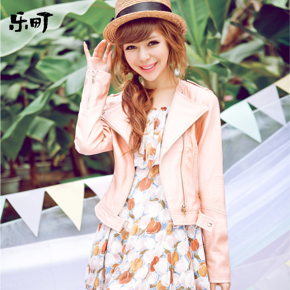 2013 spring sweet women's slim front fly zipper leather clothing female outerwear short design