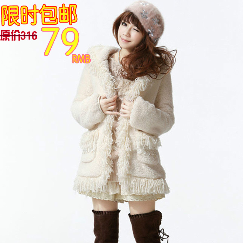 2013 spring tassel outerwear thickening berber fleece goatswool wadded jacket outerwear women's cotton-padded jacket