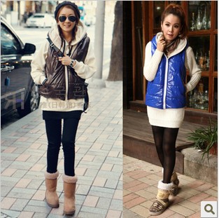 2013 spring thickening fleece liner glossy trench zipper with a hood vest female