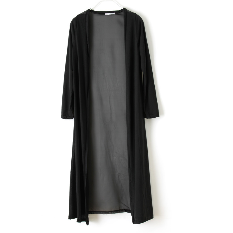 2013 spring thin o-neck long-sleeve trench cotton chiffon long design trench