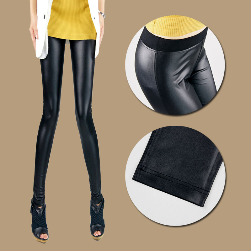 2013 spring thin patchwork leather pants legging plus size matte faux leather legging female