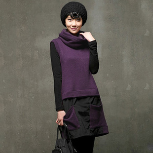 2013 spring turtleneck slim color block sweater one-piece dress women's