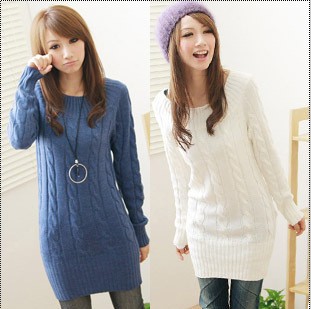 2013 spring twisted basic slim medium-long o-neck pullover sweater female