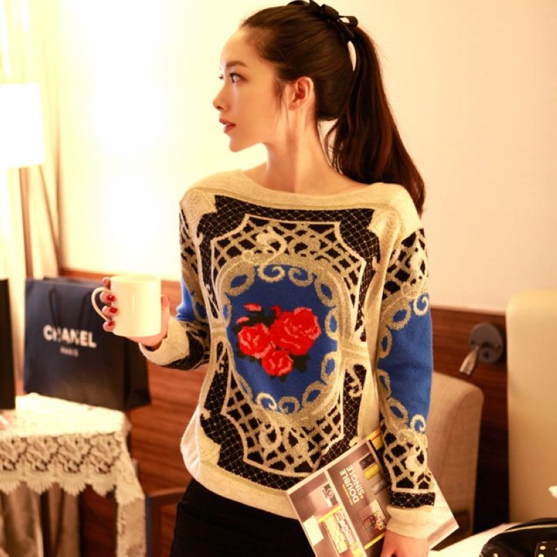 2013 spring vintage broken fancy loose batwing sleeve sweater female long-sleeve sweater top hot  free shipping