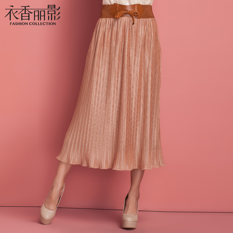 2013 spring vintage leather belt pleated chiffon full dress bust skirt 9313008