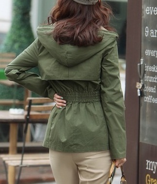 2013 spring with a hood trench outerwear slim zipper hat medium-long trench outerwear