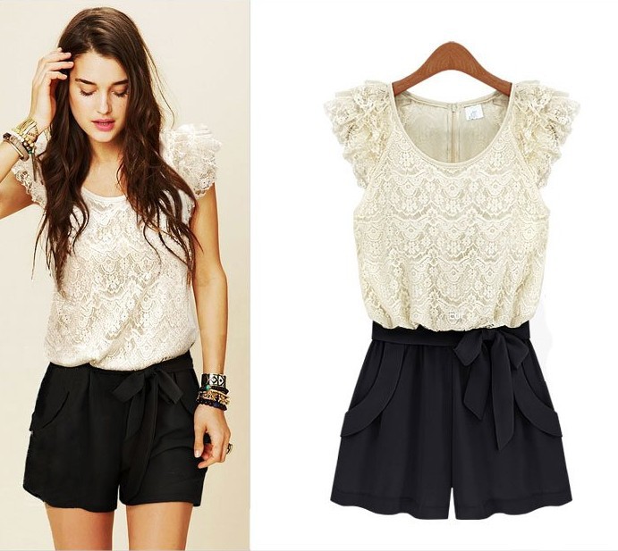 2013 Spring Women Dress New OL Lace Dress Fashion Rompers Euro-American  Ladies  Culottes SL13011801