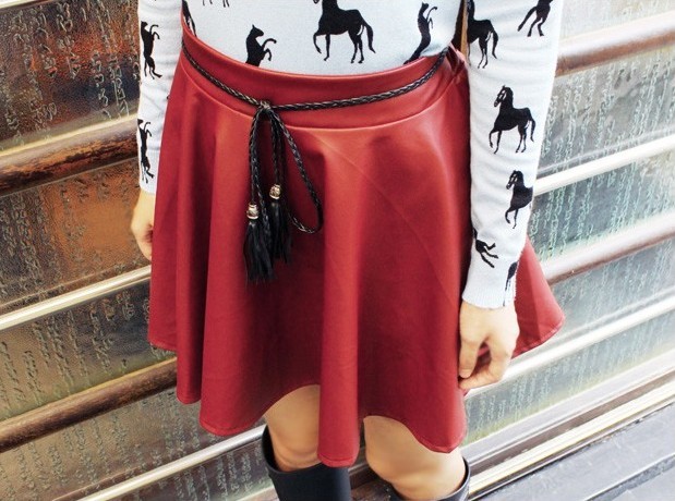 2013 spring Women high waist puff skirt expansion bottom sun dress pleated leather skirt female short skirt bust skirt
