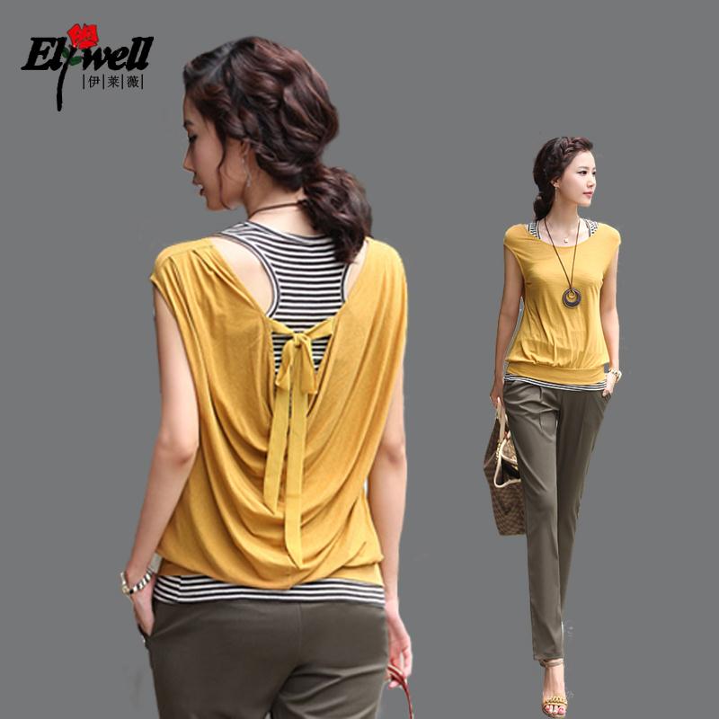 2013 spring women outerwear slim medium-long low basic o-neck shirt sweater female