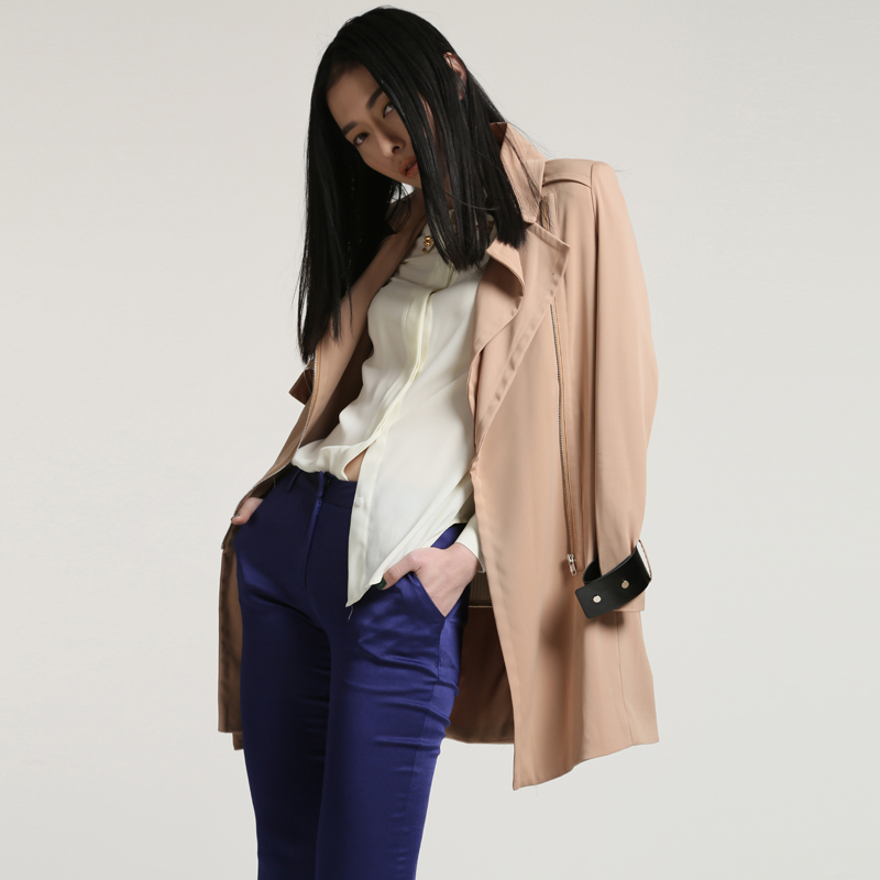 2013 spring women outerwear three-dimensional front fly spring and autumn slim trench y1475 belt