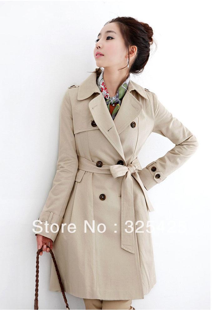 2013 spring women outerwear wood book women's slim medium-long trench casual clothing plus size coats for women free shipping