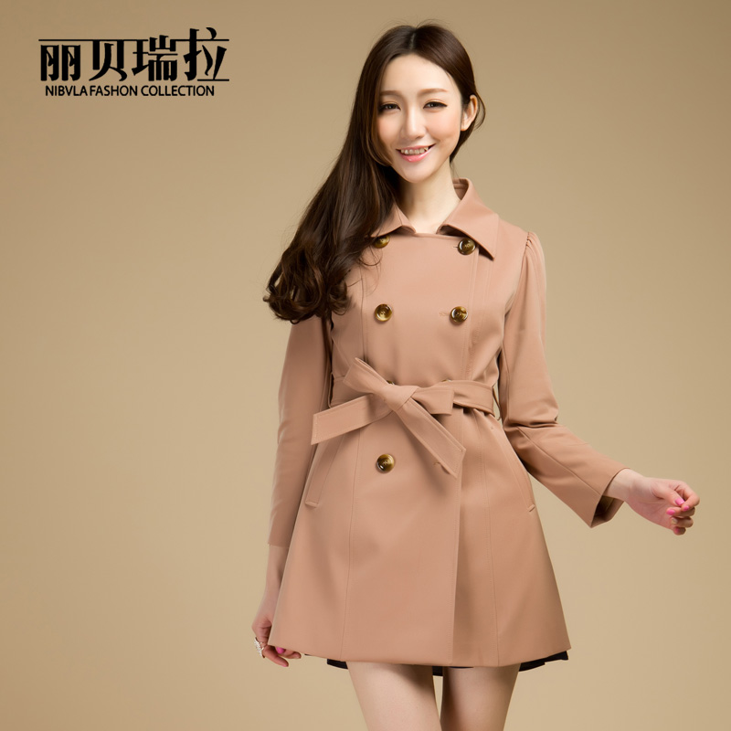 2013 spring women overcoat women's slim trench design long outerwear 1690