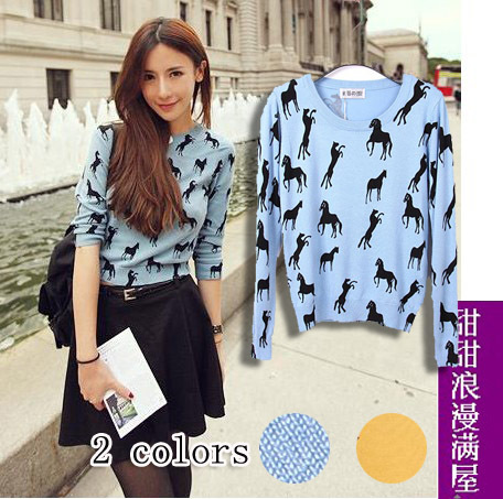 2013 spring women's 538388 pattern slim sweater