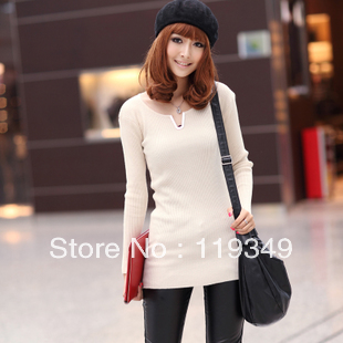 2013 spring women's basic O-neck shirt loose female knitted outerwear sweater