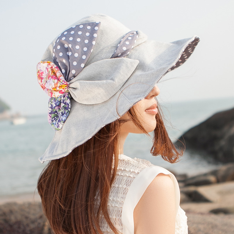 2013 spring women's big sun-shading fabric cotton cap elegant big flower dot three-dimensional bandeaus