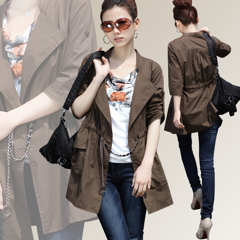 2013 spring women's casual plus size women's sweet slim trench outerwear female spring and autumn pianbu