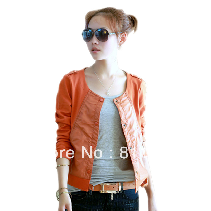 2013 spring women's  color block slim o-neck outerwear,Free delivery