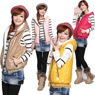 2013 spring women's cotton down vest female vest with a hood vest wadded jacket cotton-padded jacket wadded jacket