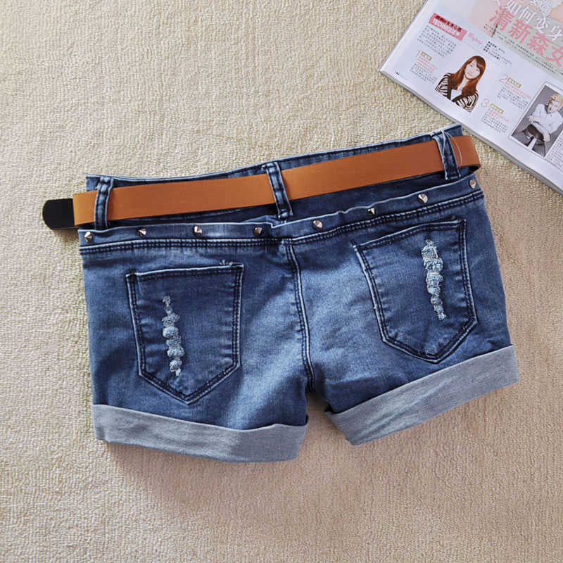 2013 spring women's dark color elastic denim shorts slim shorts female trousers female