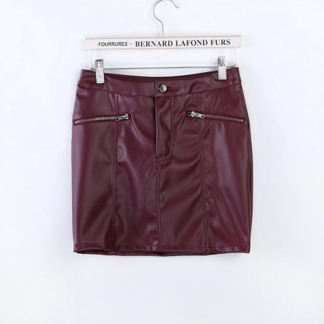 2013 spring women's fashion double zipper fashion slim leather short skirt bust skirt