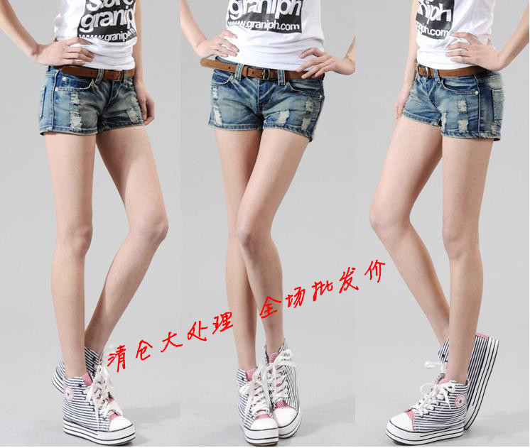 2013 spring women's fashion hole loose slim denim shorts female shorts