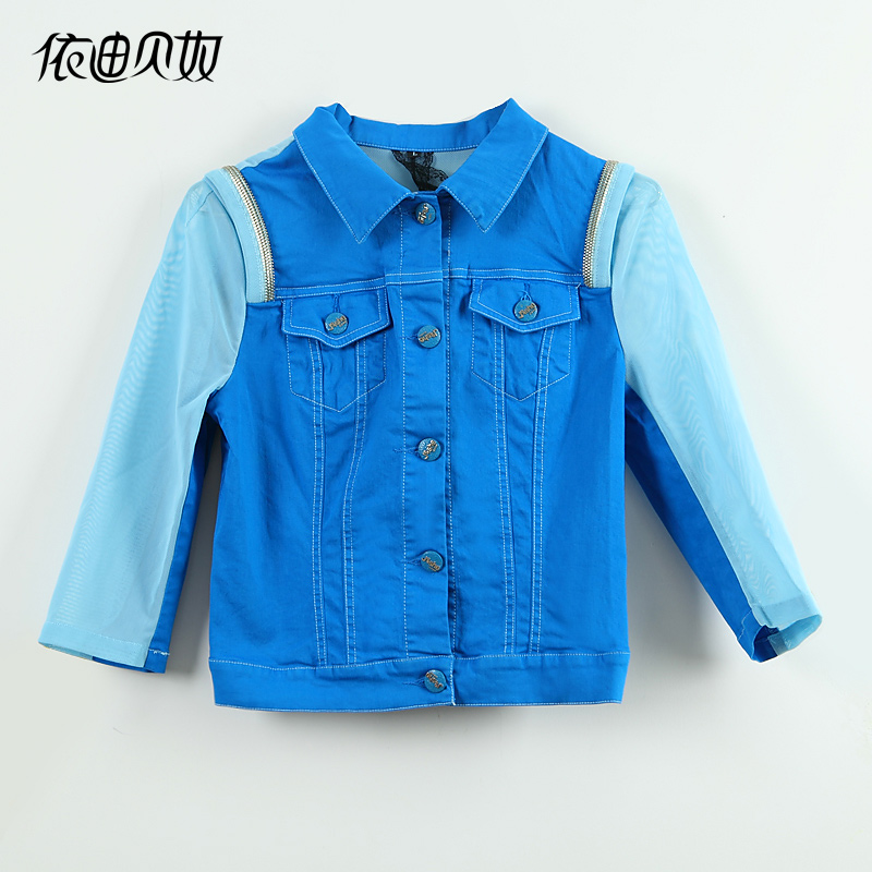2013 spring women's fashion three quarter sleeve patchwork denim top female short jacket