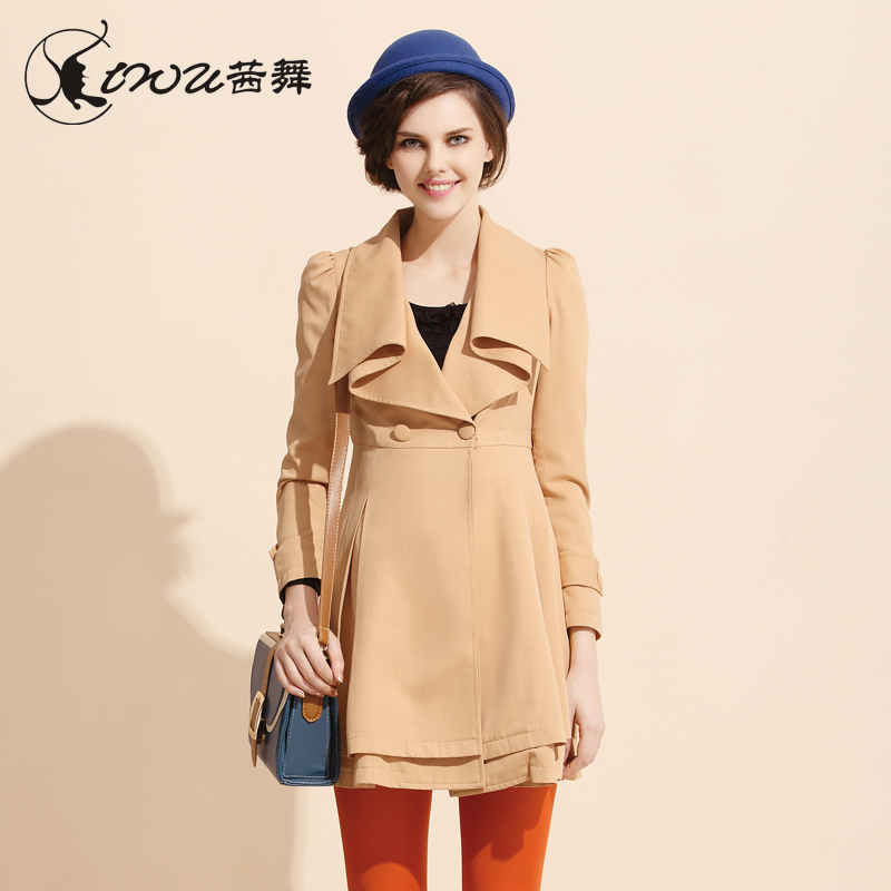 2013 spring women's formal slim ol large-neck medium-long trench female outerwear