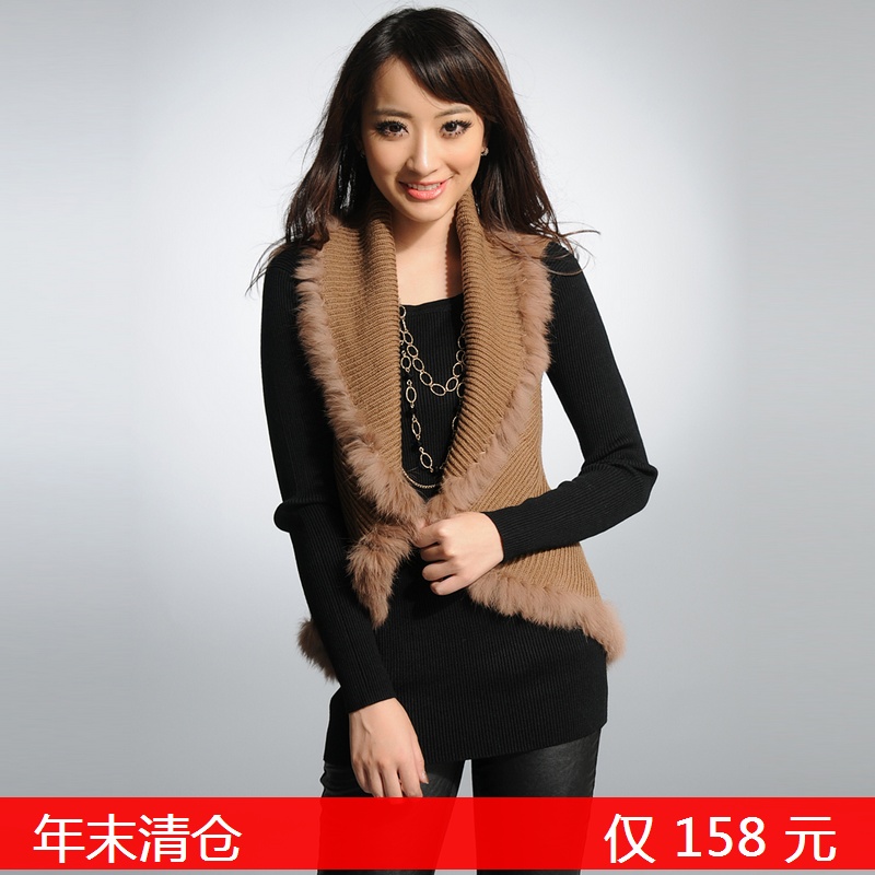 2013 spring women's fur collar sweater vest sweater waistcoat women's small vest outerwear 1289