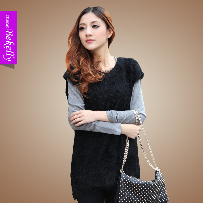 2013 spring women's long design loose thickening mohair sweater one-piece dress knitted basic slim hip