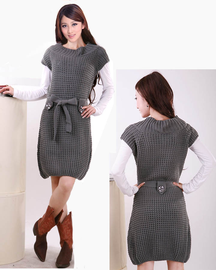 2013 spring women's long design slim sweater dress